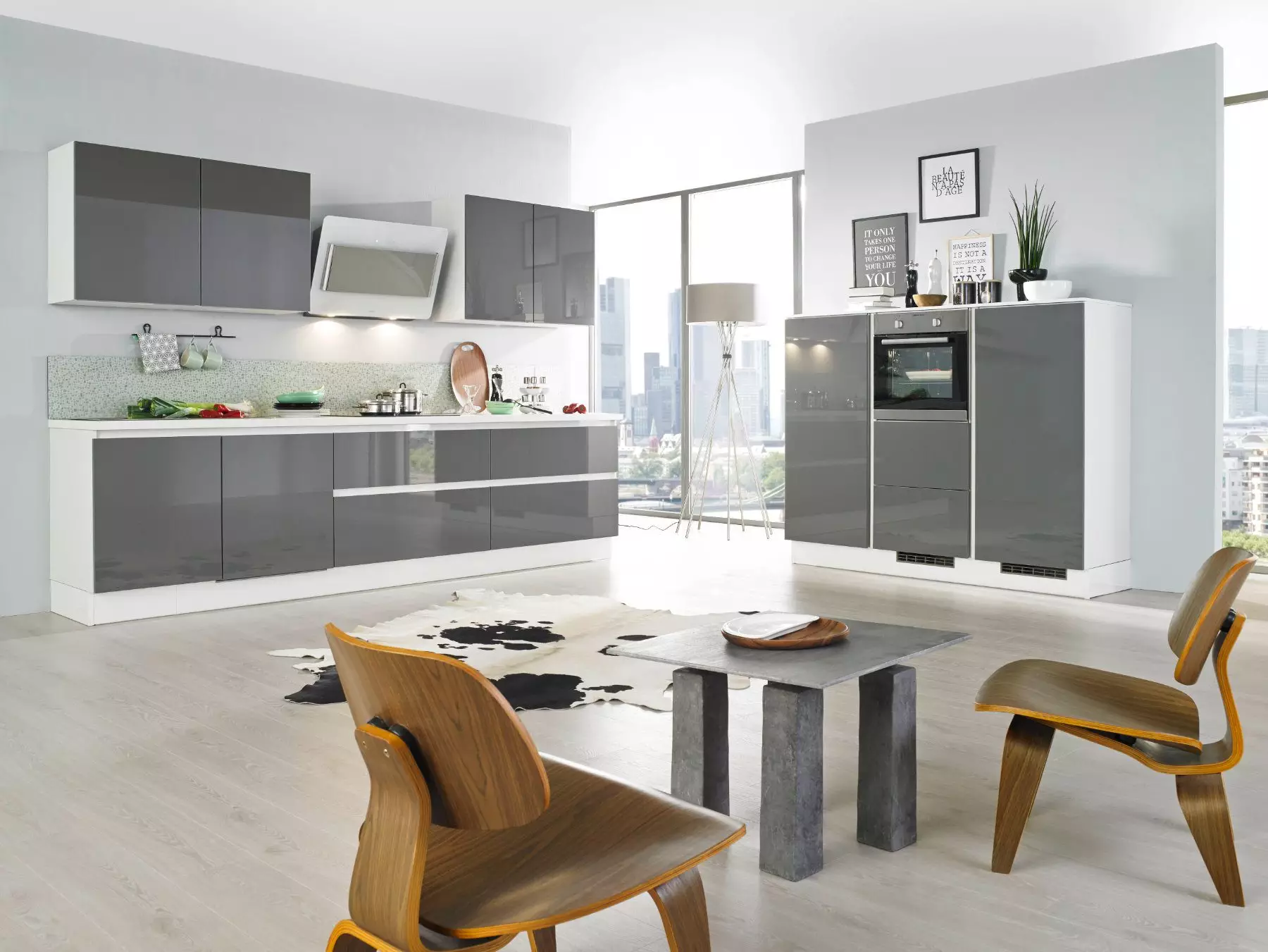 Bauformat Berger Grey Gloss Handleless Kitchen.