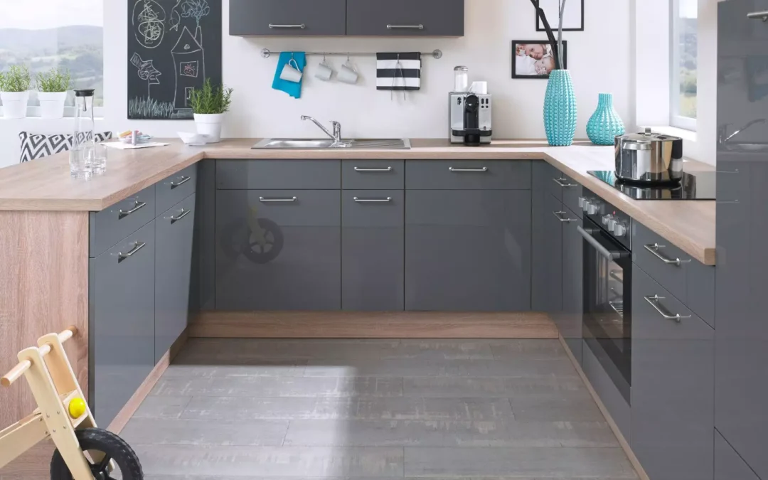 Bauformat Berger Grey Gloss U Shaped Kitchen 1.