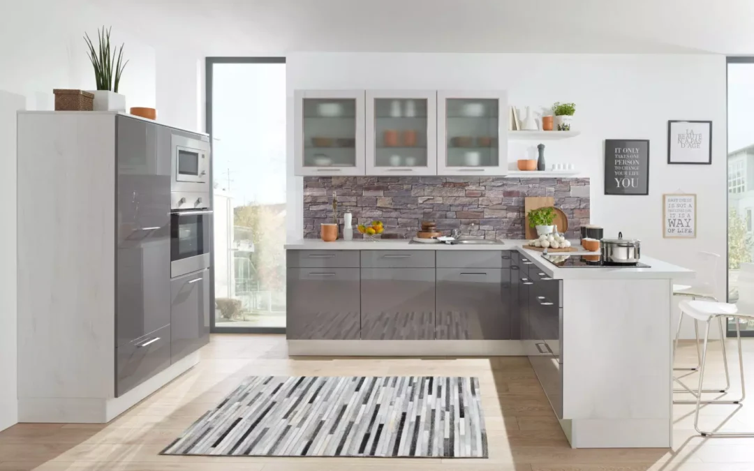 Bauformat Berger Grey + White Gloss U-Shaped Kitchen