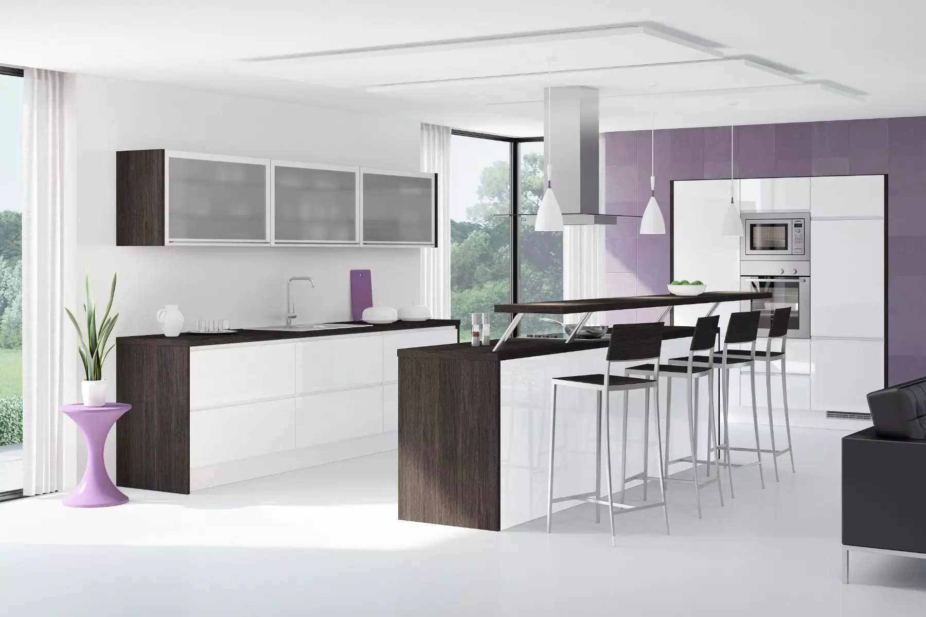 Bauformat Berger High Gloss Handleless Modern Kitchen With Island 1.