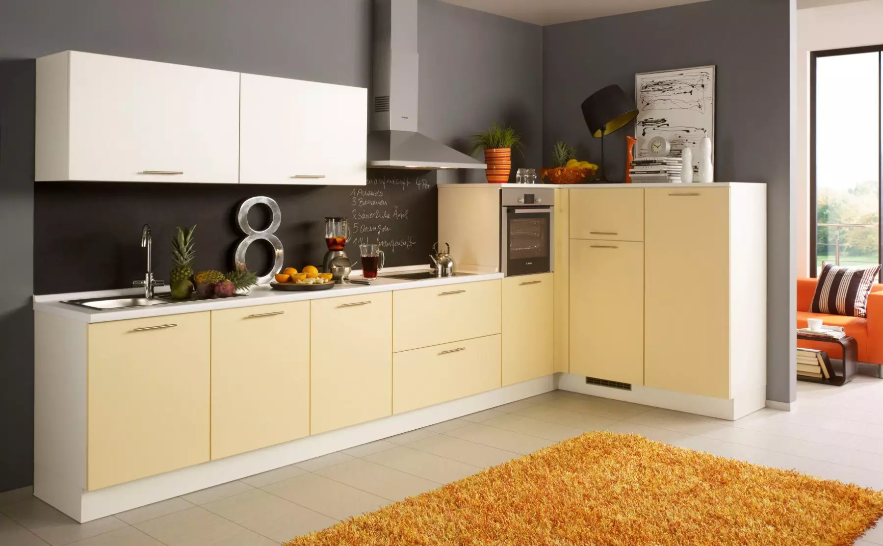 Bauformat Berger Lemon Matt L Shaped Kitchen.