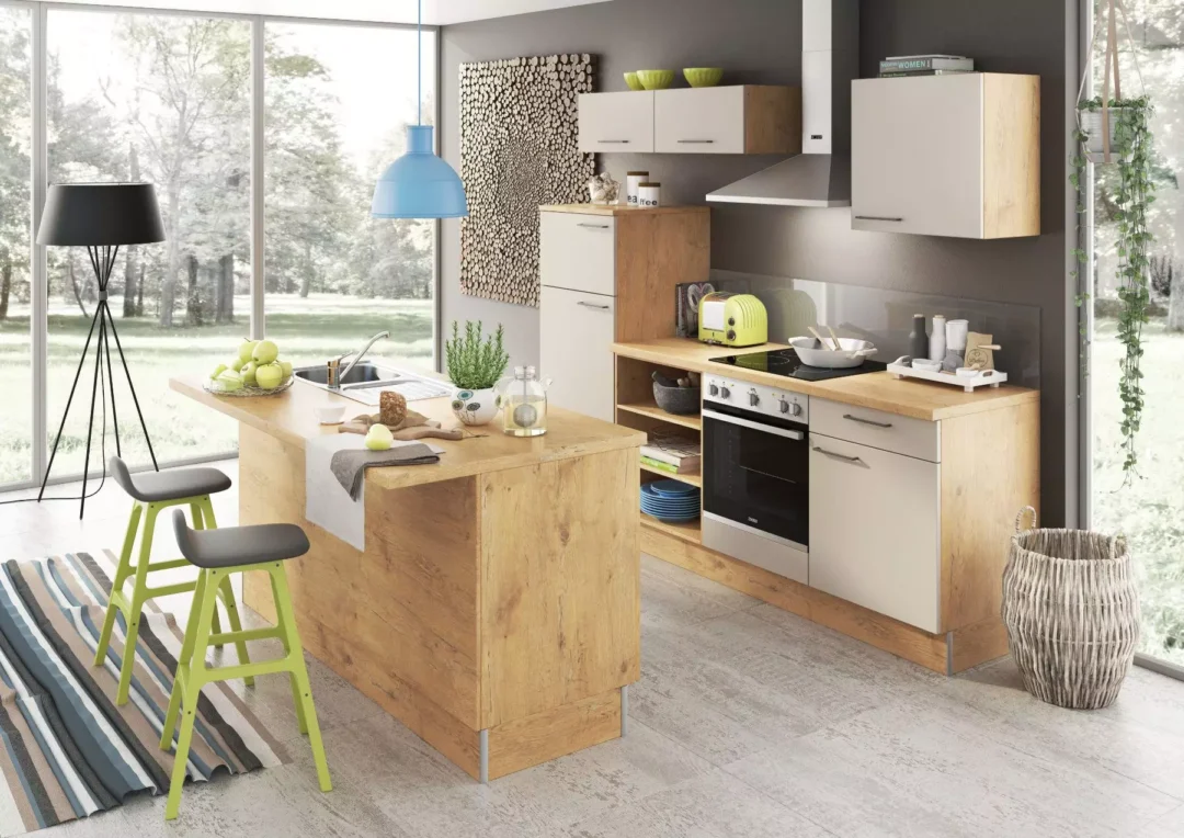 Bauformat Berger Real Wood + Matt Compact Kitchen With Island