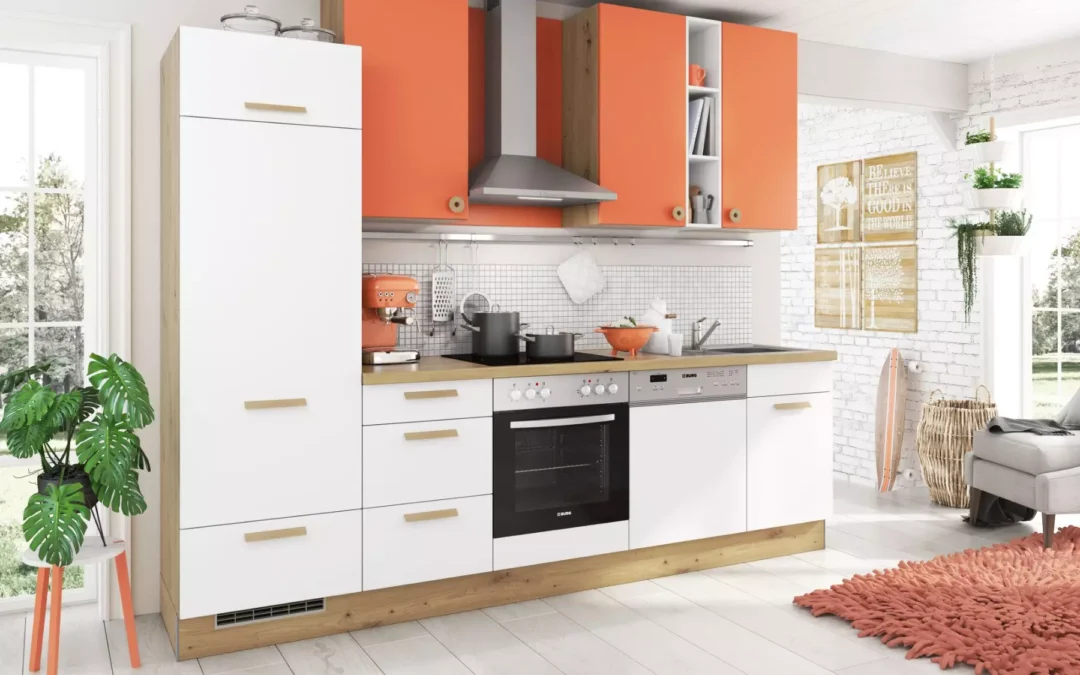 Bauformat Berger White + Orange Matt Compact Kitchen