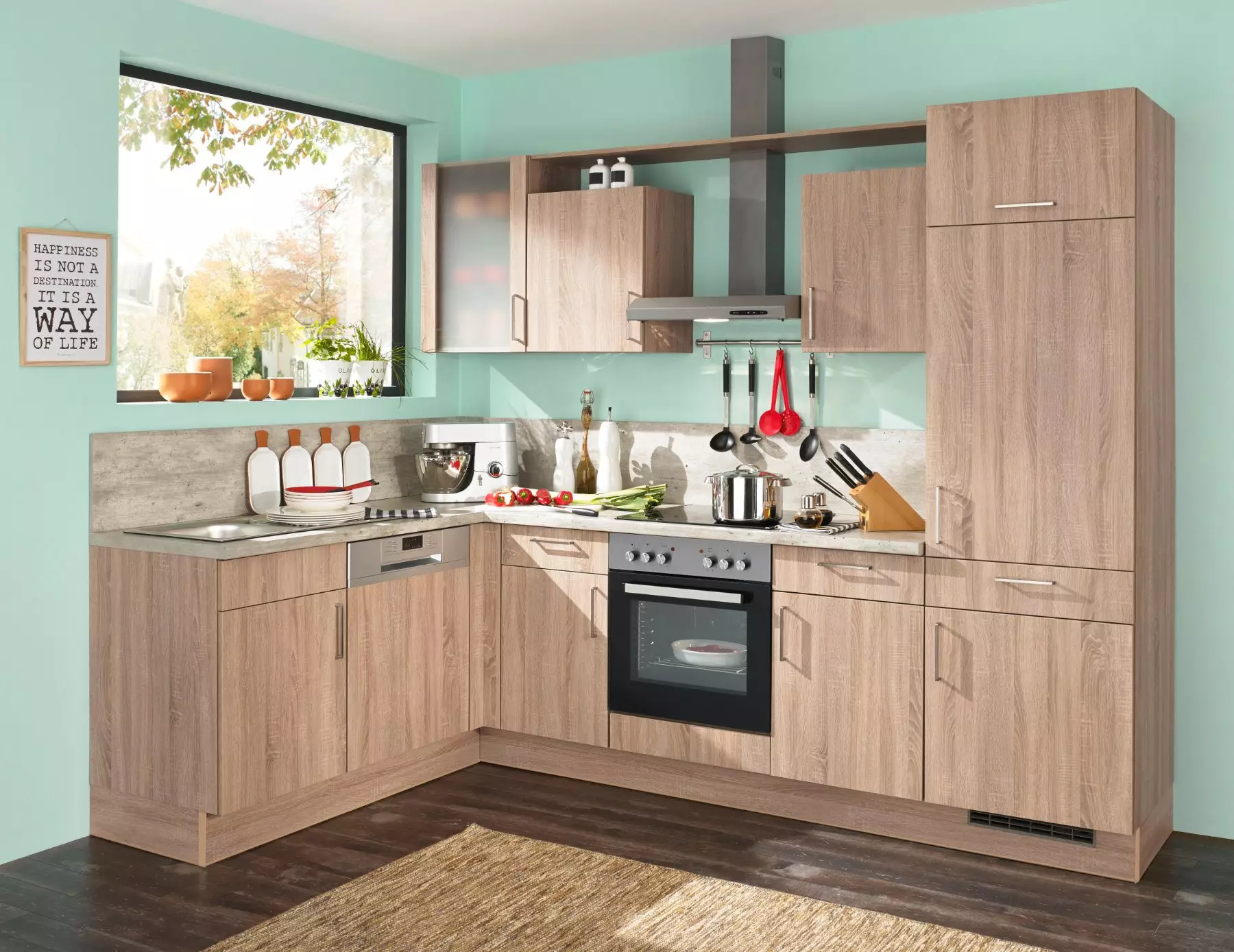 Bauformat Berger Wood Compact L Shaped Kitchen.