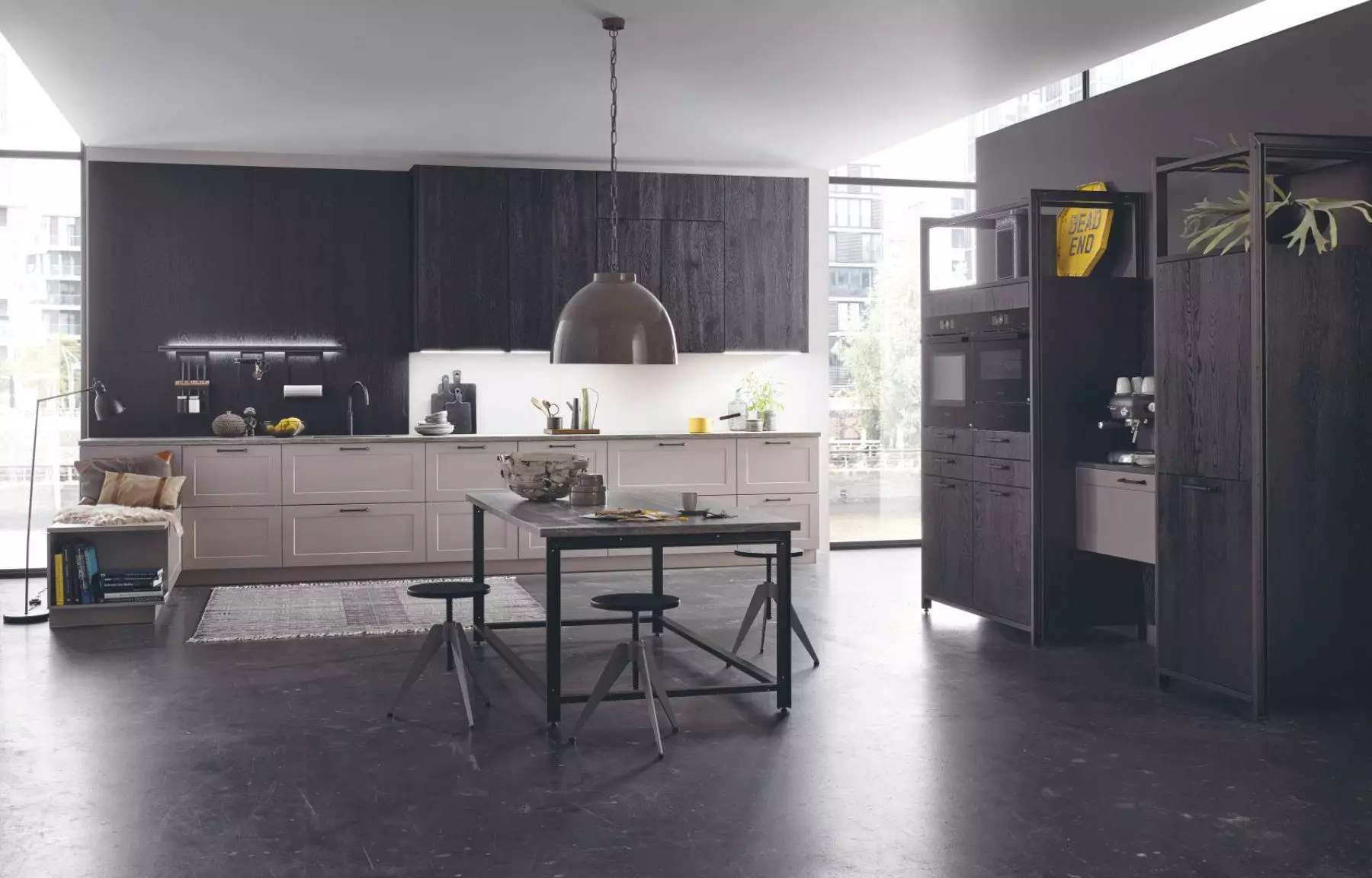 Bauformat Dark Wood + Grey Shaker Open Plan Kitchen