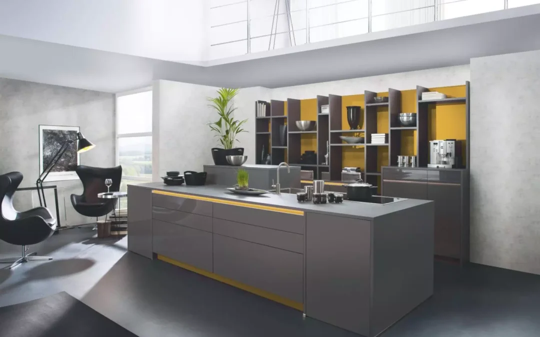 Bauformat Grey Gloss Handleless Kitchen.
