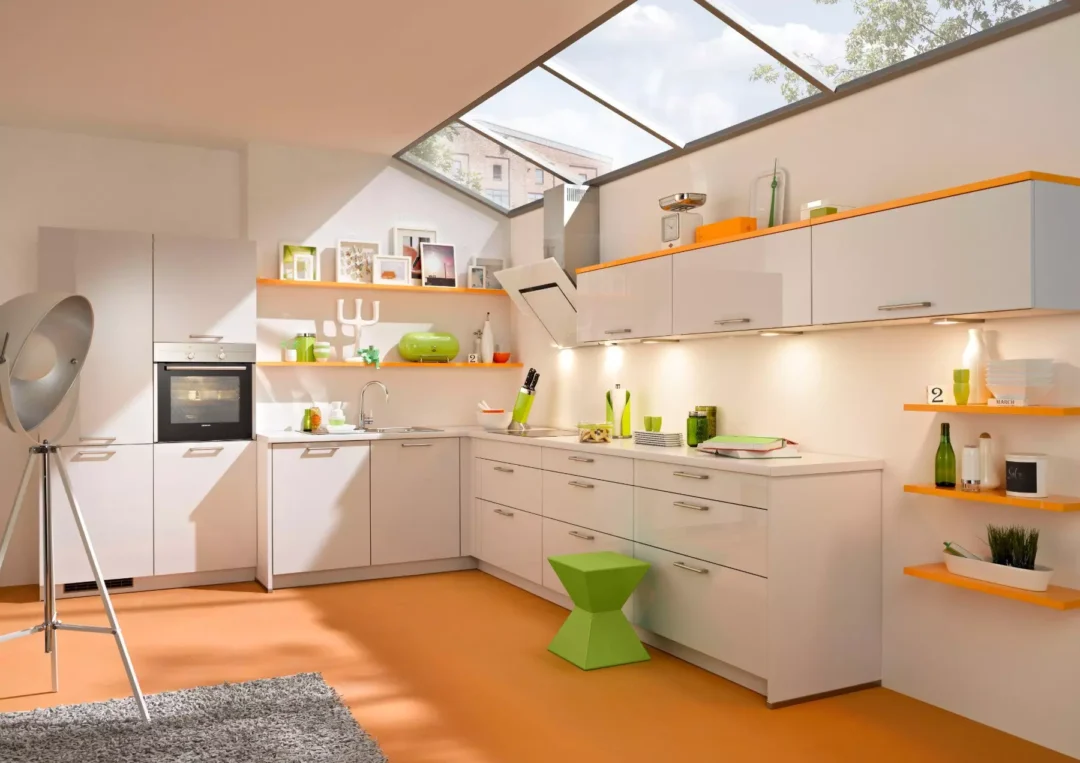 Bauformat High Gloss Light L Shaped Kitchen 2.