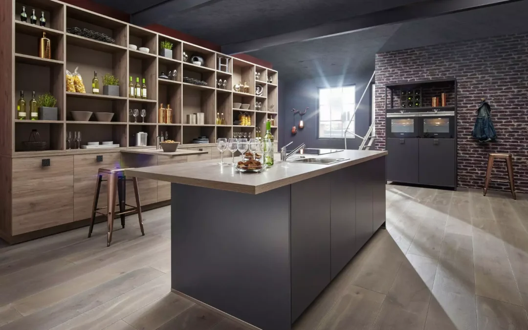 Bauformat Matt Grey + Wood Open Plan Kitchen With Island