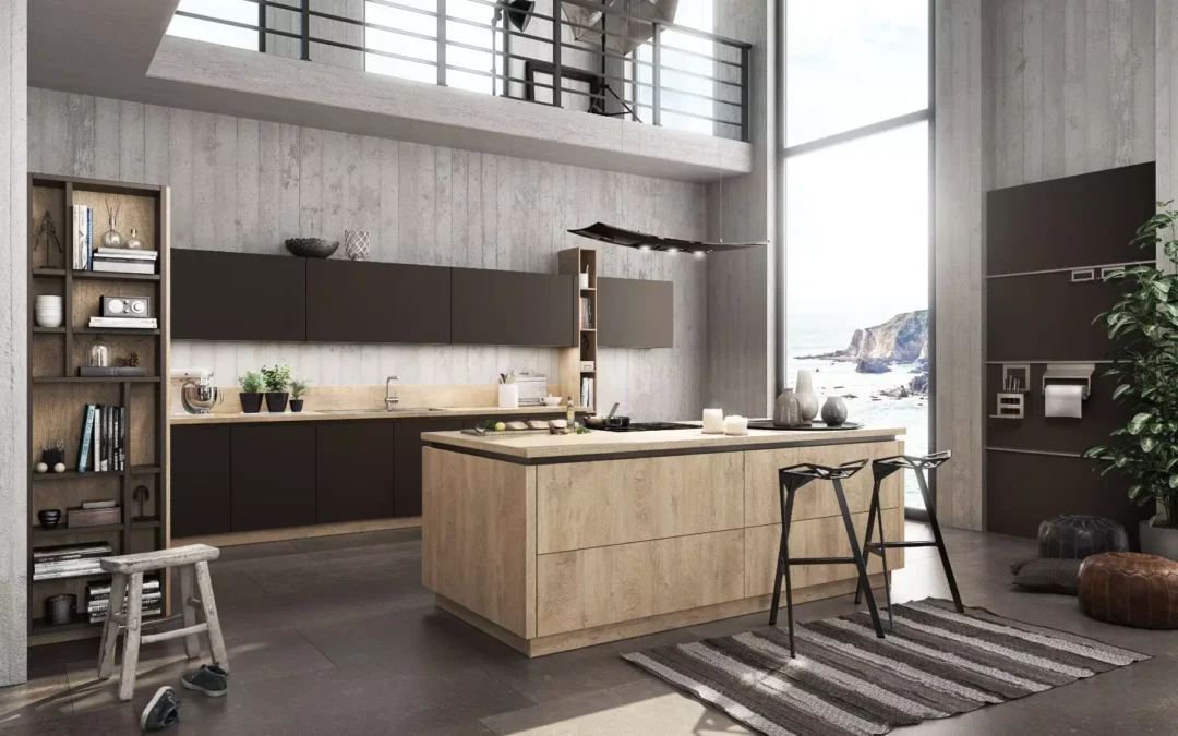 Bauformat Matt + Wood Handleless Kitchen With Island