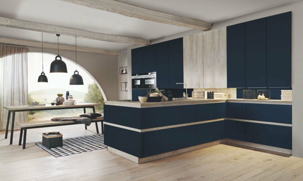 Bauformat-Modern-Blue-Handleless-Kitchen-1024x611 Bauformat Modern Blue Handleless Kitchen | Cotswood Kitchens, Blockley