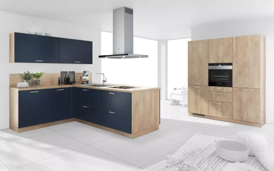 Bauformat Modern Navy + Wood Compact Kitchen