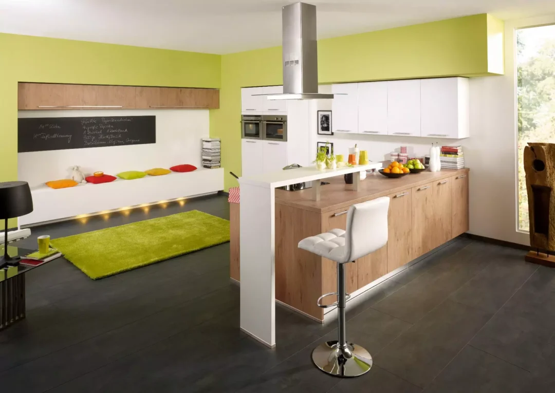 Bauformat Modern White Matt + Wood L-Shaped Kitchen