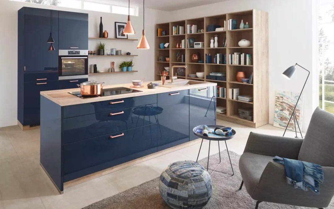 Bauformat Navy High Gloss Compact Kitchen 1.