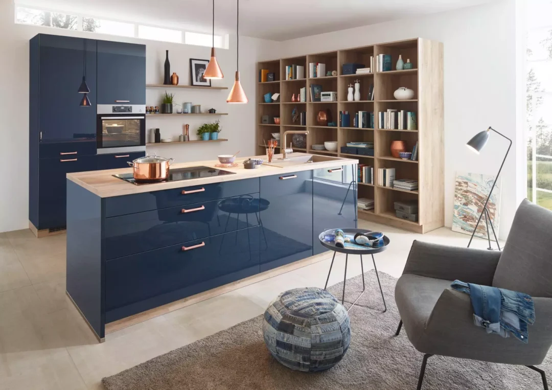 Bauformat Navy High Gloss Compact Kitchen 1.