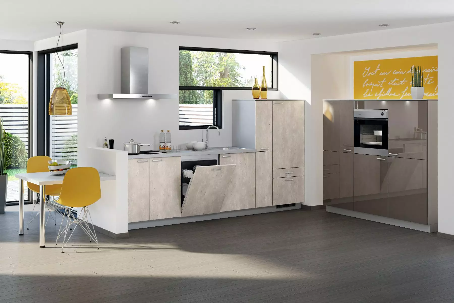 Bauformat Stone + High Gloss Compact Kitchen