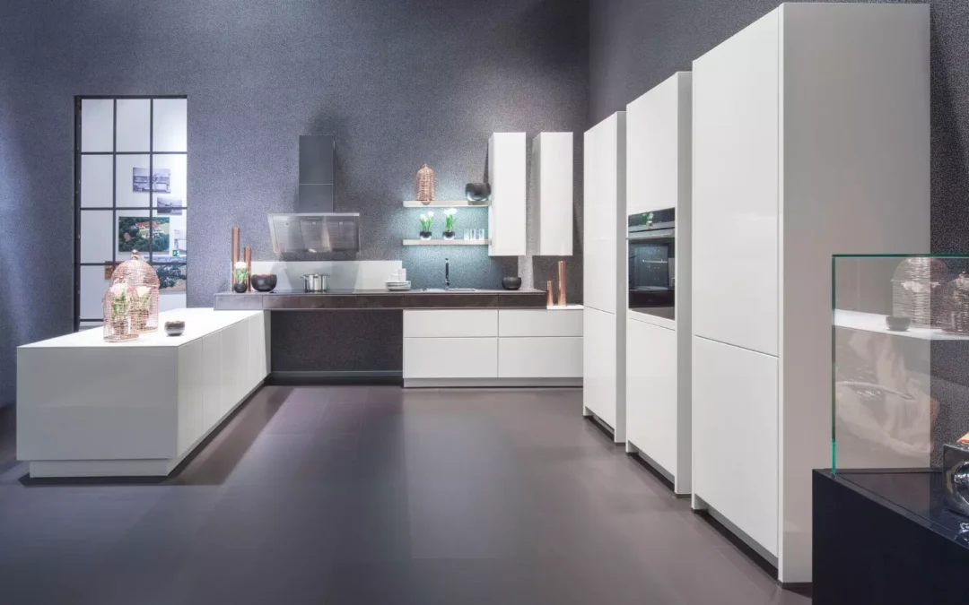 Bauformat White Matt Handleless U Shaped Kitchens.