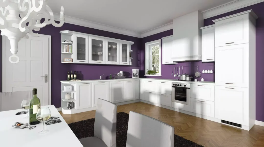 Bauformat White Shaker L Shaped Open Plan Kitchen.