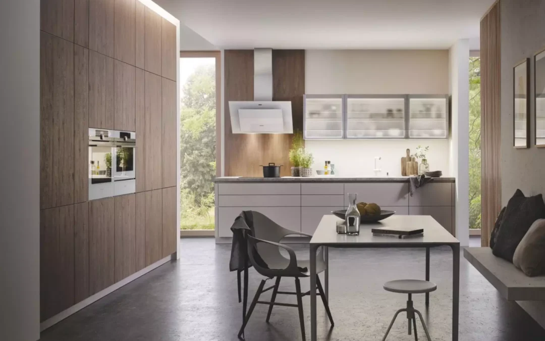 Bauformat Wood + White Matt Handleless Compact Kitchen