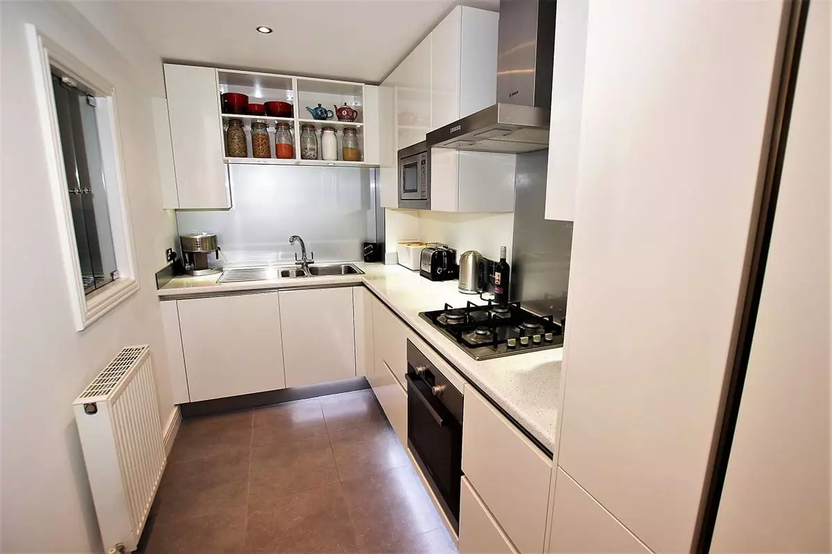 Small White Kitchen Layout.